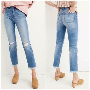 MADEWELL Perfect Vintage Jean 31 NWT High Waist Straight Leg Distressed Raw Hem